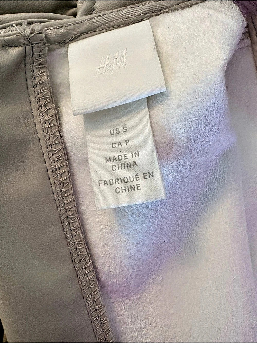 H&M Faux Leather Puff Sleeve Mini Dress Beige Small Like New - Picture 3 of 3